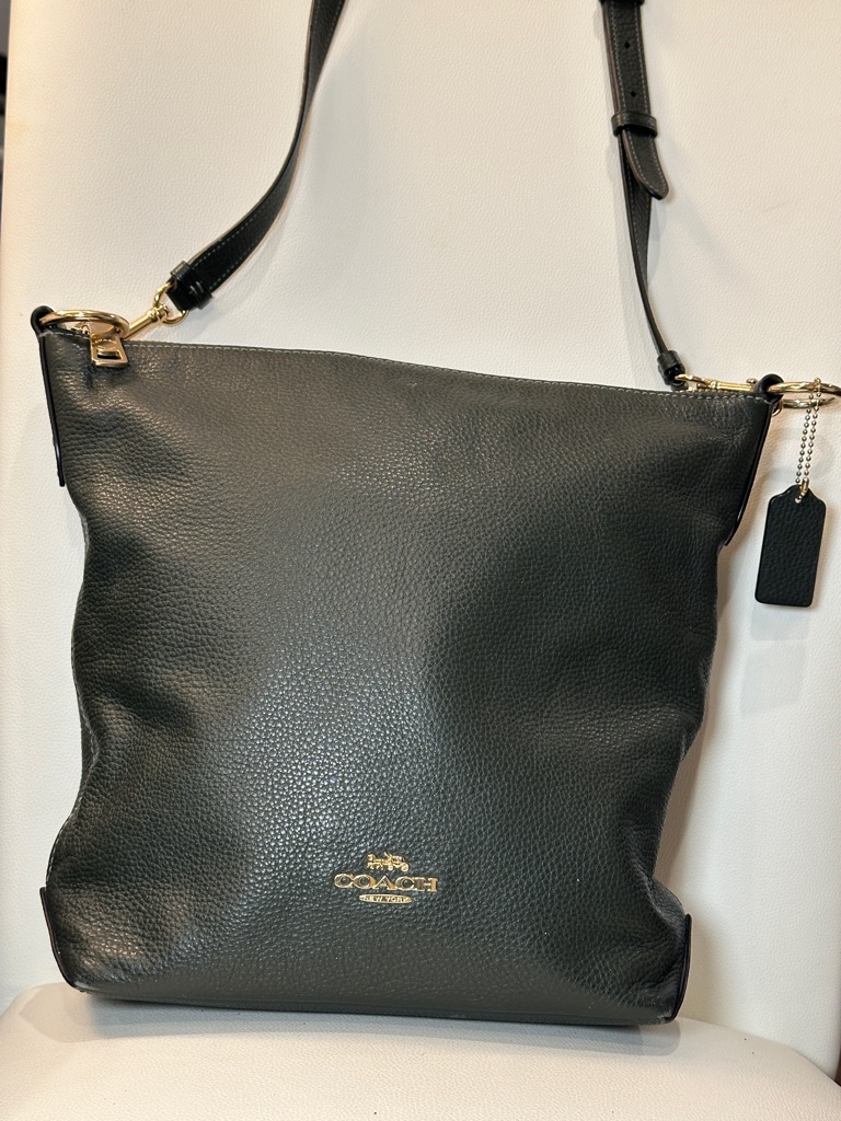 Coach Dark Green Pebbled Leather Abby Hobo W/ Gold Hardware - Guc